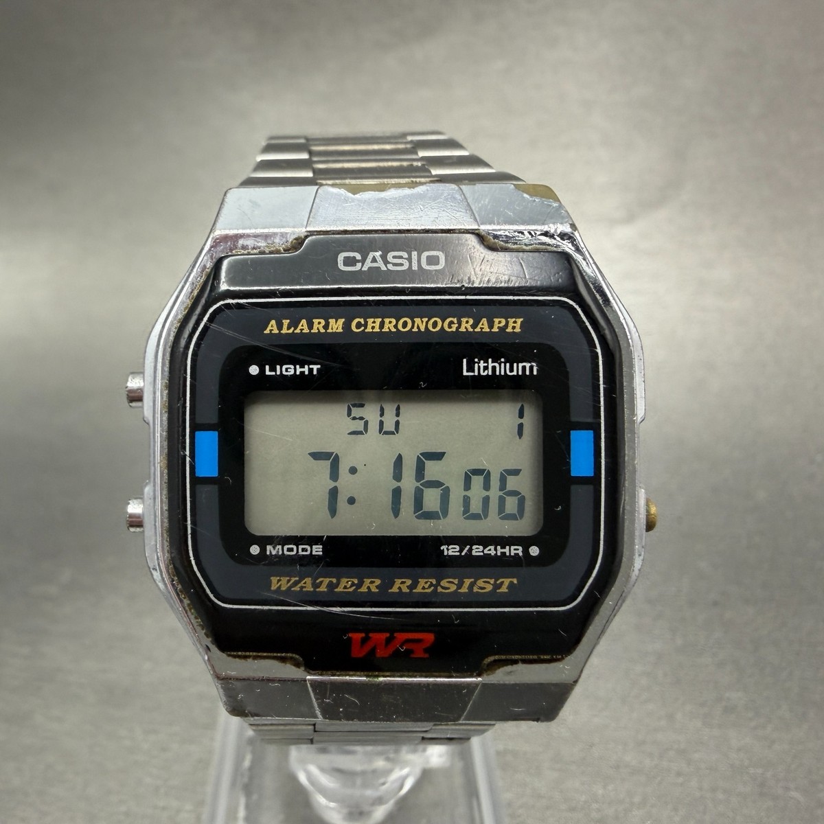 Classic Casio A163W Module 593 Men's Quartz Digital Watch Silver
