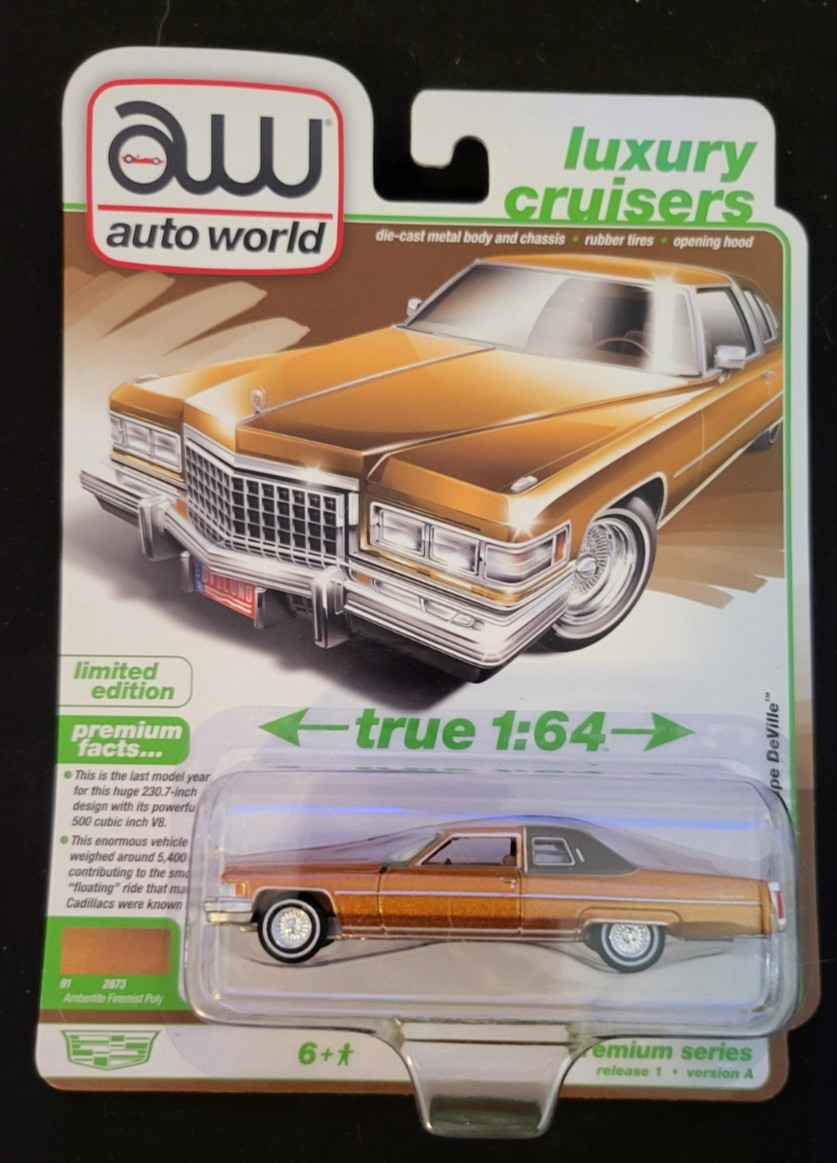 2026 Auto World Luxury Cruisers 1976 CADILLAC COUPE DeVILLE Amberlite R1VA#3 New