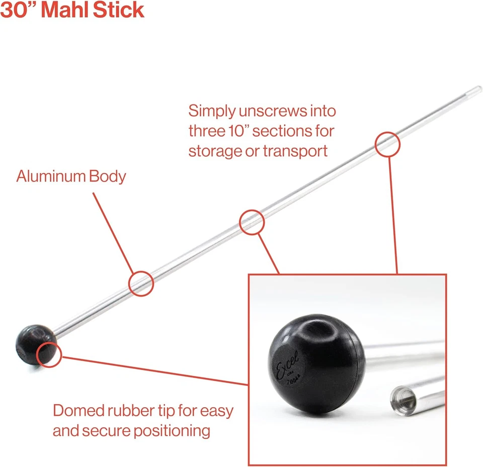 Excel Blades 30-Inch Aluminum Mahl Stick – Painter Hand Rest With Silver - Image 3 of 4