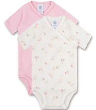 2x Wickel Body Gr.44 Sanetta NEU 100% Baumwolle Bio Set weiß rosa frühchen baby