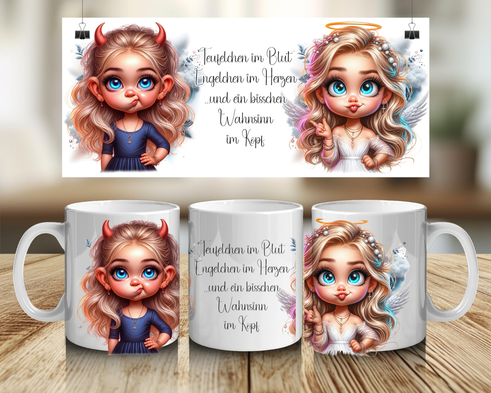 Keramik Tasse mit Engel Motiv – Geschenkidee für Frauen, Familie & Kollegen