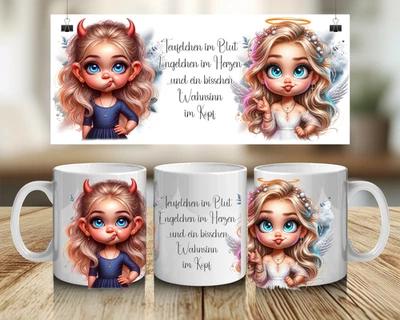 ORCA COATINGS Tazza in ceramica con motivo angelo - idea regalo per donna, famiglia e colleghi