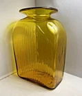 BLENKO 6420 Ribbed Vase Hand Blown Art Glass 11" Yellow 1960s Joel Myers Design
