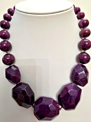 BEAUTIFUL CHUNKY LOLA ROSE DARK PURPLE QUARTZ GEMSTONE NECKLACE 18'' - NWOT