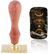 Wax Seal Eyes Sealing Wax Stamp Rectangle Brass Seal Head with Wooden Handle ...