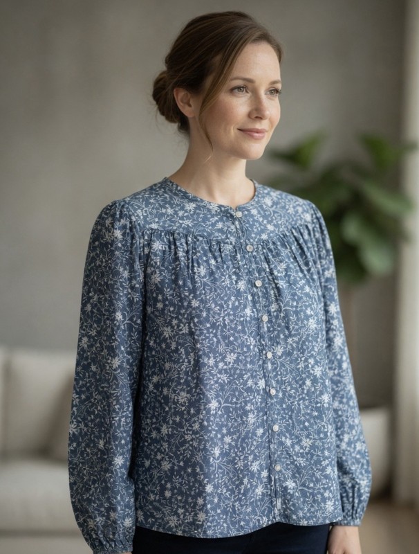 Time Tru Women’s Puff Sleeve Blouse, New- Size M
