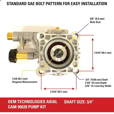 #ad OEM Technologies 3300 PSI 2.4 GPM Replacement Pressure Washer Pump Kit Horiz... $174.95