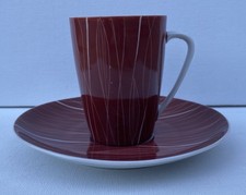 Vintage 60s CMIELOW Goplana Coffee CUP & SAUCER. Rust/White. Wincenty Potacki.
