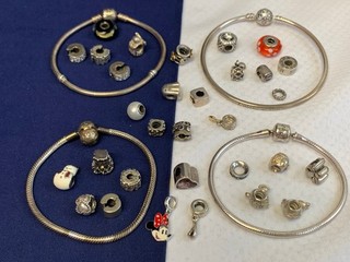 Sterling Silver Pandora Mixed Charm Bracelet Lot 134.27g Chamilia Pendants READ