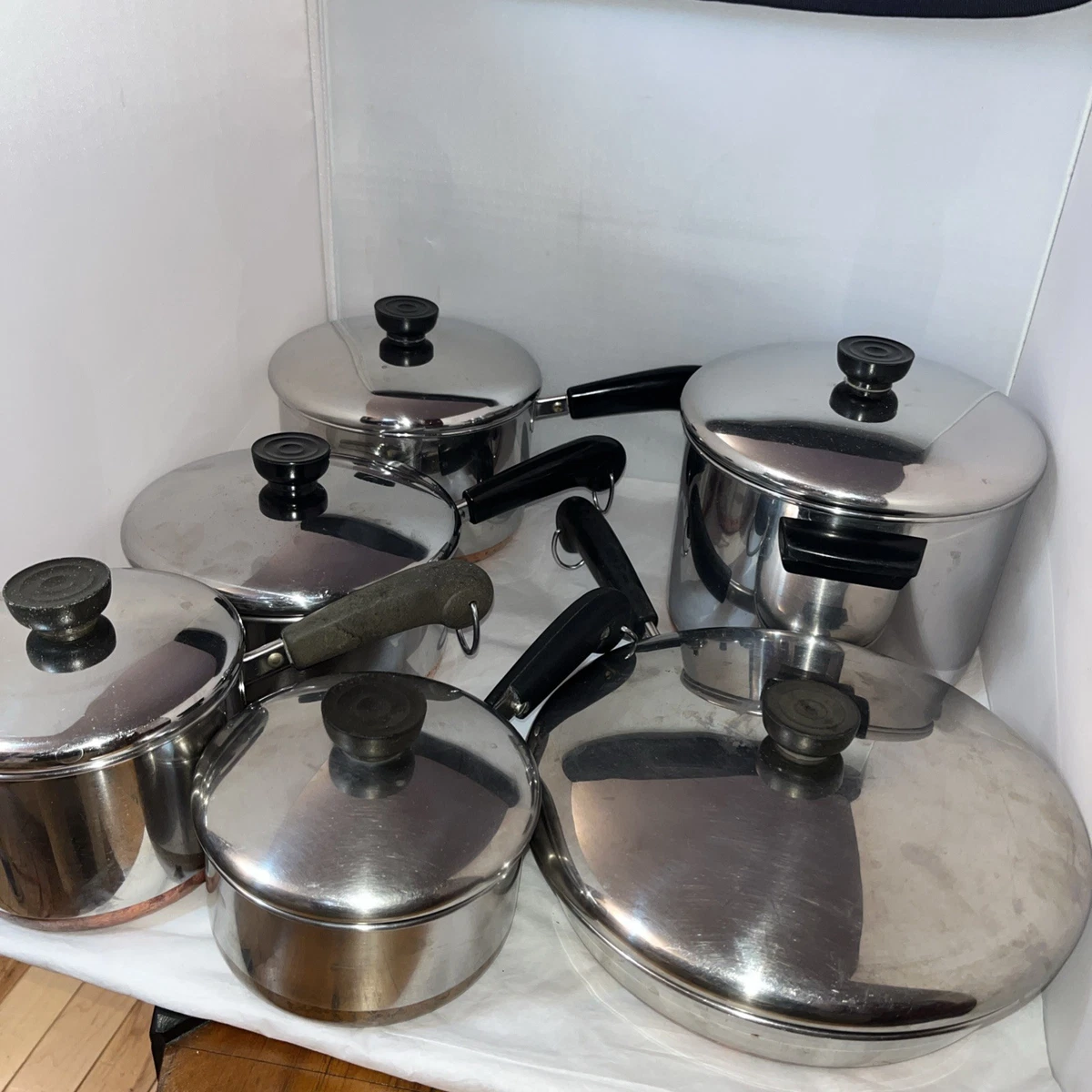 Set of 2 Revere Ware Stainless Steel 6 Cup Muffin / Cupcake