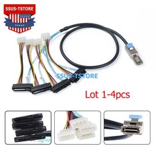 Mini SAS SFF-8088 to 4x SFF-8482 SAS 29Pin Breakout Cable with IDE Power 1M