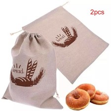 4Pcs Linen Bread Bags Bread Reusable Portable Food Bread Bag For Homemade UK