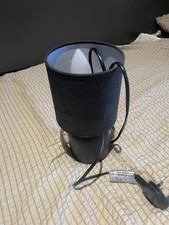 Black Modern Table Lamp, Fabric Drum Shade Included, Plug-In Switch, LED 240V