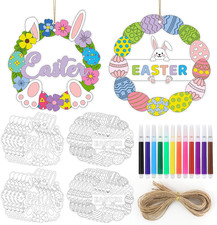 24 PCS Easter Wreath Craft Kit DIY, Easter Crafts for Adults, Paper Wreath Egg B