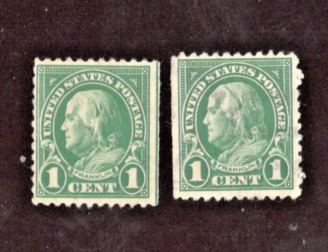 ETATS UNIS...LOT DE 2 TIMBRES  1 CENT FRANKLIN ....DONT 1 NON OBLITERE A GAUCHE - Photo 1/2