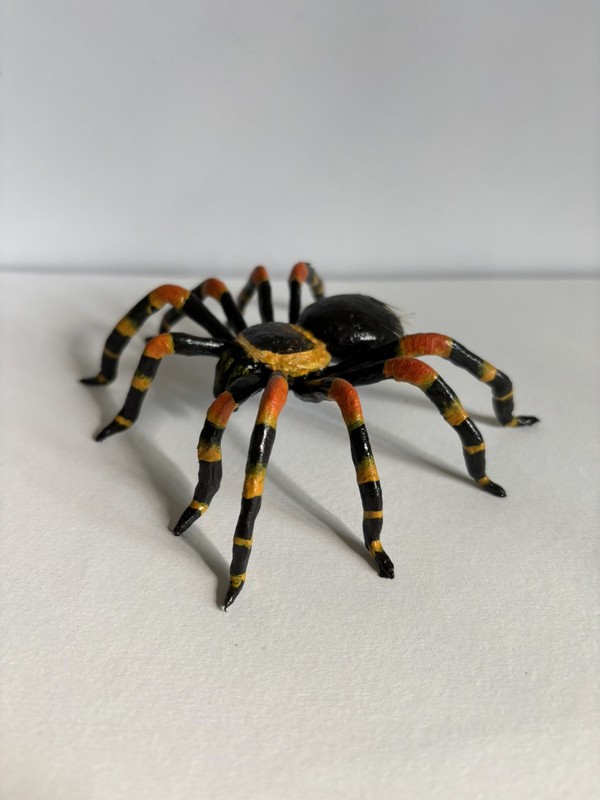 Handmade Hand-painted 5" Lg Mexican Red-leg Tarantula Figurine Replica Spider