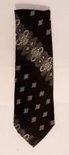 Vintage 1960s or 70s Wembley "Wemlon" Necktie - Black with White/Grey - VG 