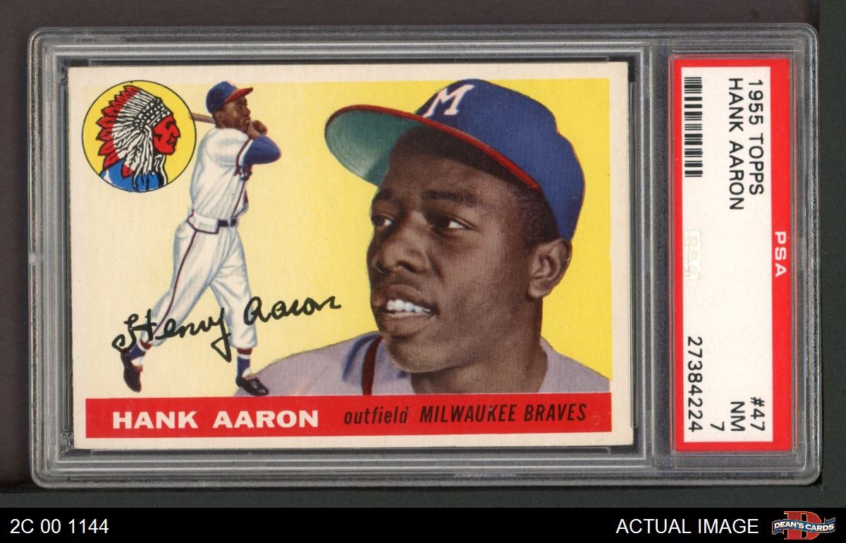 1955 Topps #47 Hank Aaron Braves HOF PSA 7 - NM