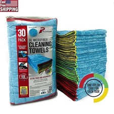 XL Microfiber Cleaning Towels 30 Pack Lint-Free Absorbent Reusable Multi-Purpose