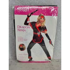 Spirit Halloween Dragon Ninja Adult Costume Black Red Small 4-6 Cosplay Outfit