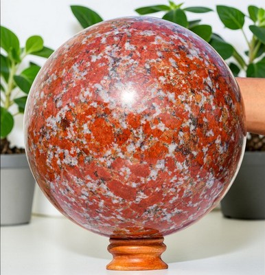 250mm  Red Ocean Jasper Crystal Healing Chakra Metaphysical Stone Ball
