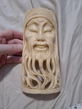 Vintage Resin Hand-Carved Chinese Celluloid Man Asian Face Eastern Home Decor