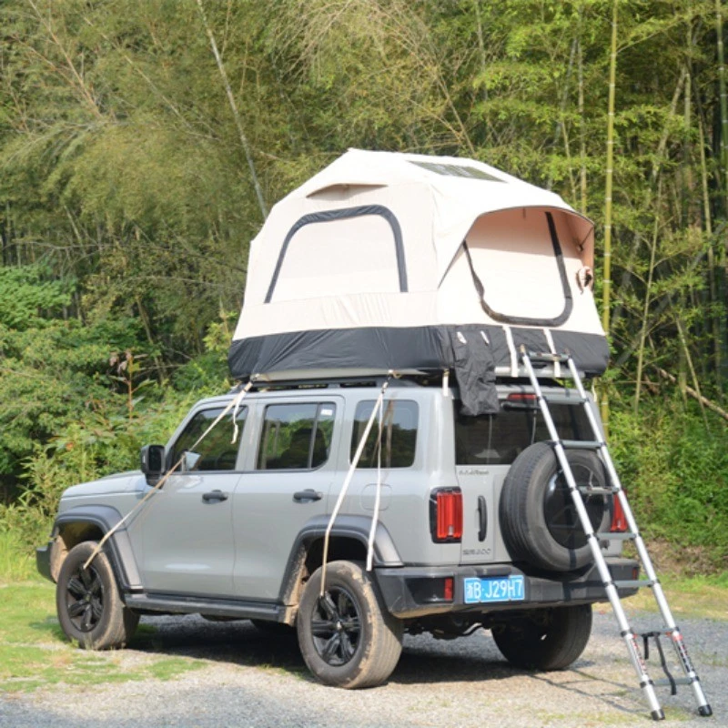 1-3 People Car Rooftop Tent Inflatable Roof Top Camping Tent w/ Ladder & Pump - Image 2 of 4