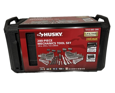#ad Husky 280 Piece Mechanics Tool Set w Hard Case SAE Metric Socket Wrench Ratchet $124.99