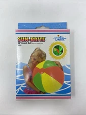 Vtg Beach Ball Wet Set 20 Sun-Brite 1993 Neon Colors! PVC Vinyl Intex Damage Box