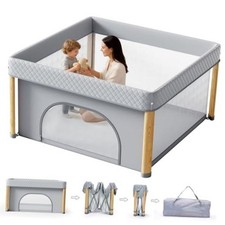 Foldable Baby Playpen, 51x51 Foldable Play Pen for Babies and 51" 51" Grey