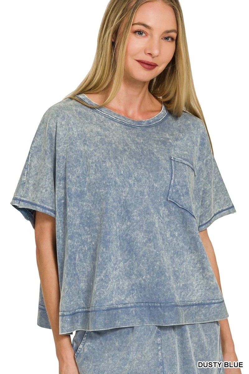Acid Washed Oversized Top & Shorts Set - Dusty Blue - L
Opens in a new window or tab