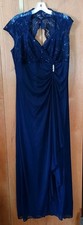 Bridesmaid Dress Navy Blue Mother Of Bride Groom Formal Size 16 Rhinestone Pin