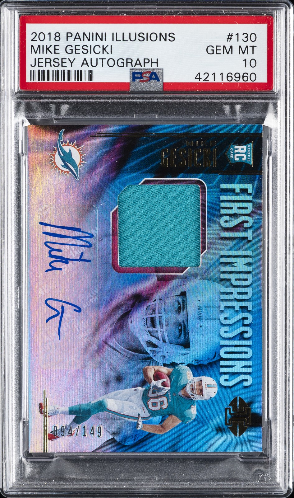 Mike Gesicki Panini Illusions #130 Jersey Autograph