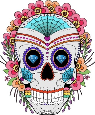 Sugar Skull Aufkleber Sticker Diamant Totenkopf Schädel Tag der Toten ca.11x9 cm