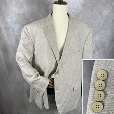 Oak Hill Blazer Men 3XL Beige Linen Sport Coat Oversize Suit Jacket