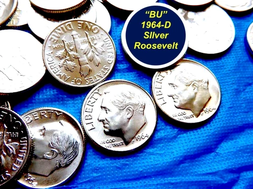 Gem ➫ 1964-D Silver Roosevelt Dime ➫ "BU" Condition ➫ Flashing Luster ➫ 3.64D