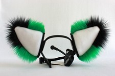 DARK GREEN FOX ears furry kitty cat EAR wolf NECOMIMI COVERS ONLY cosplay anime