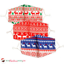 Christmas Face Mask Cotton Holiday Masks Covering 3 PCS Fun Christmas Masks