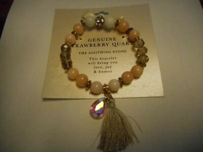 FANTASTIC GENUINE STRAWBERRY QUARTZ BRACELET  STRETCH WOW