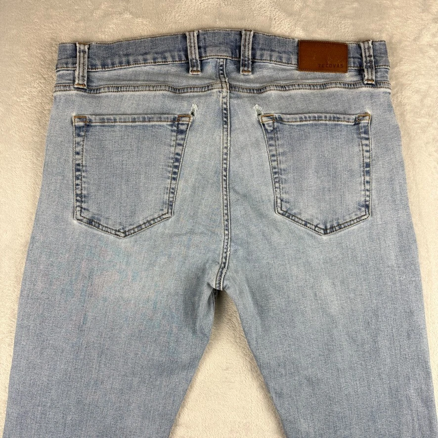 Tecovas Jeans Mens 36x30 Blue Slim Bootcut Western Cowboy Rodeo Light Wash Denim - Image 4 of 4
