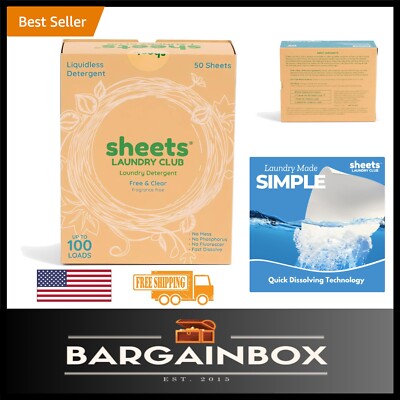 Convenient Quick-Dissolving Laundry Sheets - 100 Loads, Plastic-Free Packaging