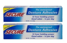 Waterproof Zinc Free Denture Adhesive 1.4Oz Pack Of 2 Long Lasting Hold 12 Hours