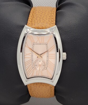 Ladies Steel by Design Silver Tone Rose Gold Dial Small Second Analog Watch I8