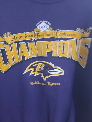 Vintage Baltimore Ravens 2001 Super Bowl Large Mens Purple Logo Sweatshirt  NFL