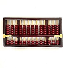 Vintage Wood Metal Abacus Chinese Calculator 13 Rows 91 Beads 11.5 x 6 Cherry