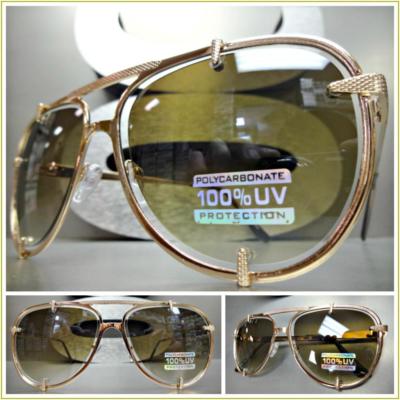 Men or Women CLASSIC VINTAGE RETRO Style SUN GLASSES Large Rose Gold Metal Frame