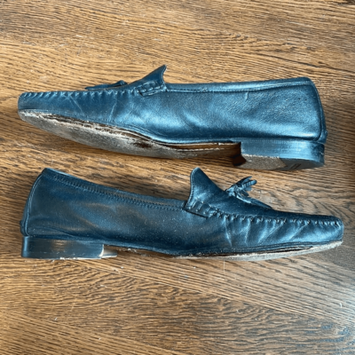 Vtg Salvatore Ferragamo Persus” black Nappa calf slip on  display picture 2