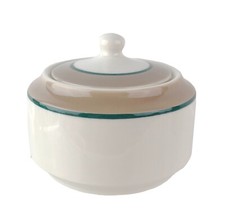 Syracuse China NN-2 Restaurant Ware Covered Sugar Bowl Lid Brown Green Stripe
