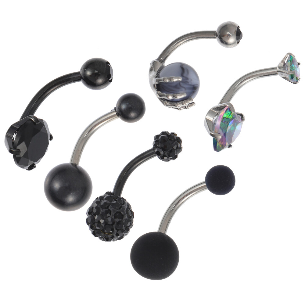 6 Pcs Navel Ring Set Black Jewelry Beautiful Belly Rings Body eBay