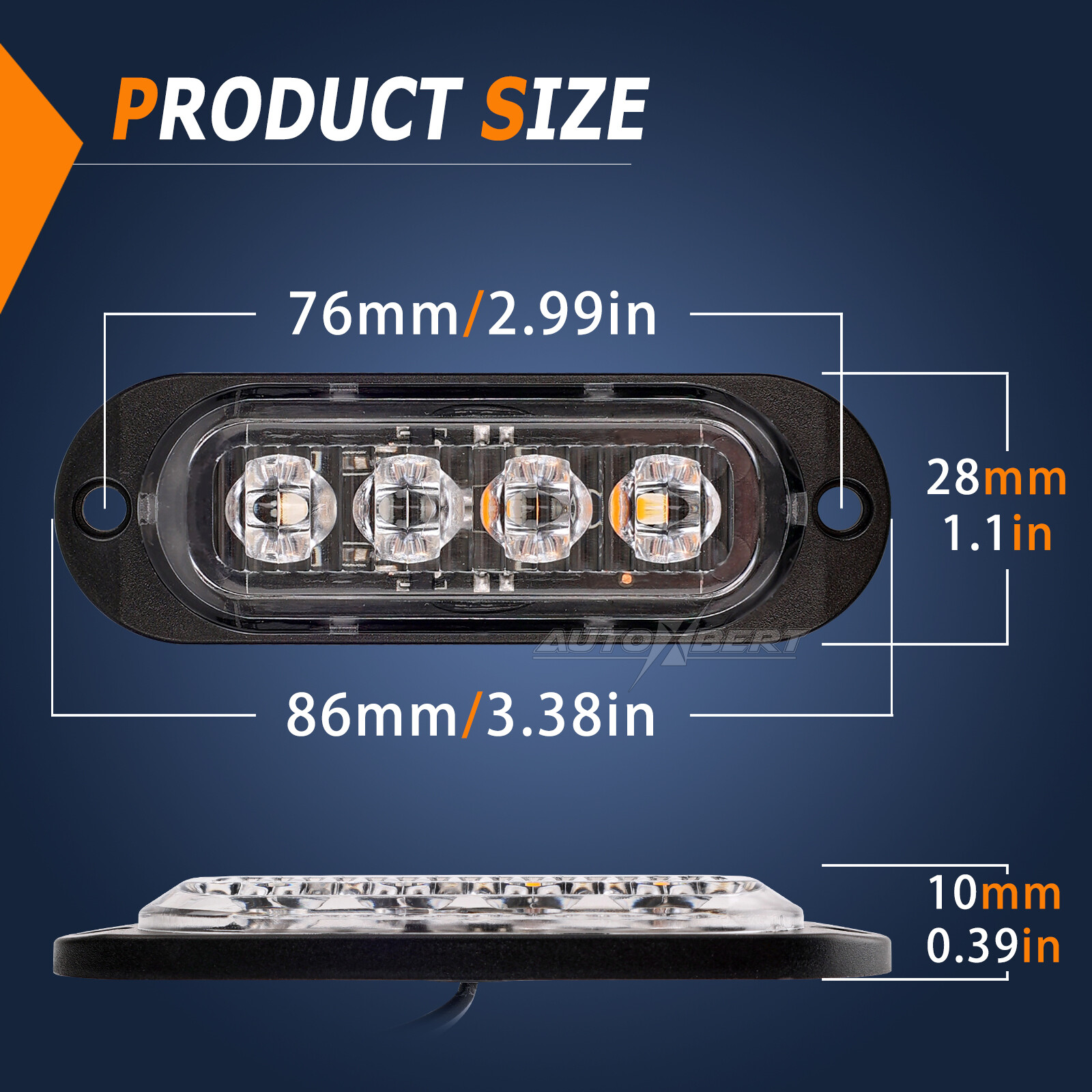 4PC 4 LED Clearance Lights Side Marker Lamp Amber Red Trailer Truck UTE